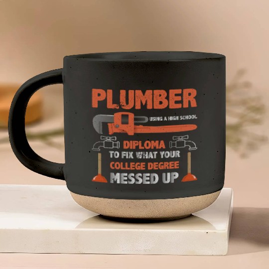 Plumber Using High School Diploma Pottery Mugs