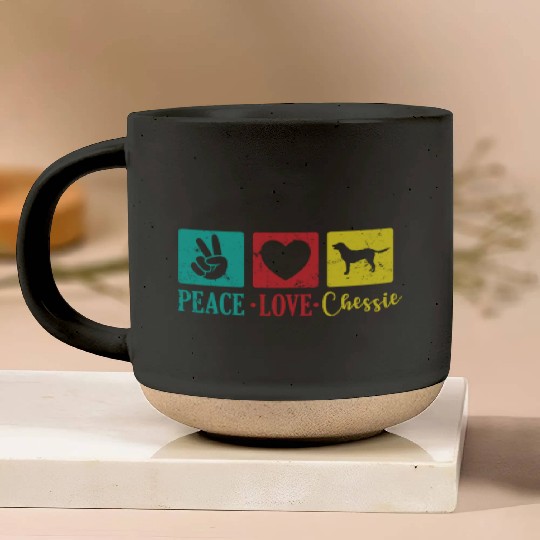 Peace Love Chessie Dog Chesapeake Breed Pottery Mugs