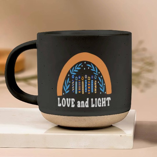 Love And Light Rainbow Hanukkah Jewish Chanukah Pottery Mugs