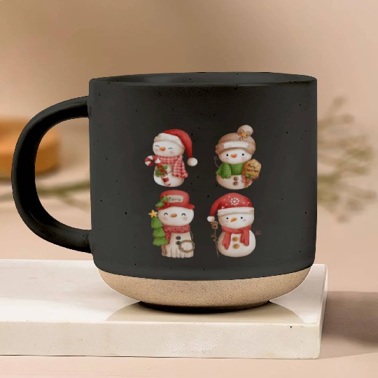 Snowmen in christmas mode happy holidays Pottery Mugs