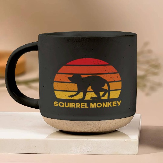 squirrel monkey sunrise sundown design Pottery Mugs