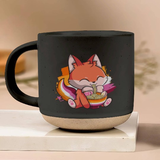Lesbian Pride Gay Kawaii Fox Ramen Noodles Lesbian Pottery Mugs