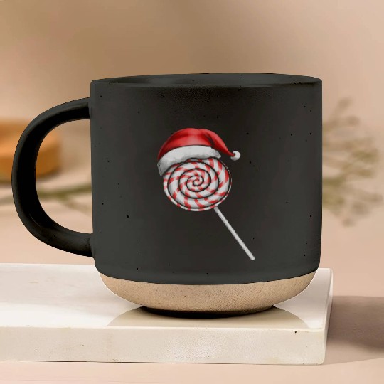 Candy Cane Lollipop Santas Hat Merry Christmas Pottery Mugs