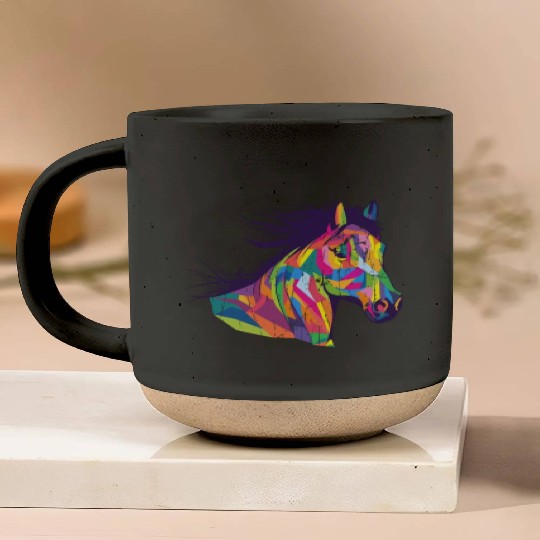 Colorful pop art horse portrait - pony Pottery Mugs
