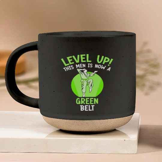 Level Up! This men is now a green belt Pottery Mugs