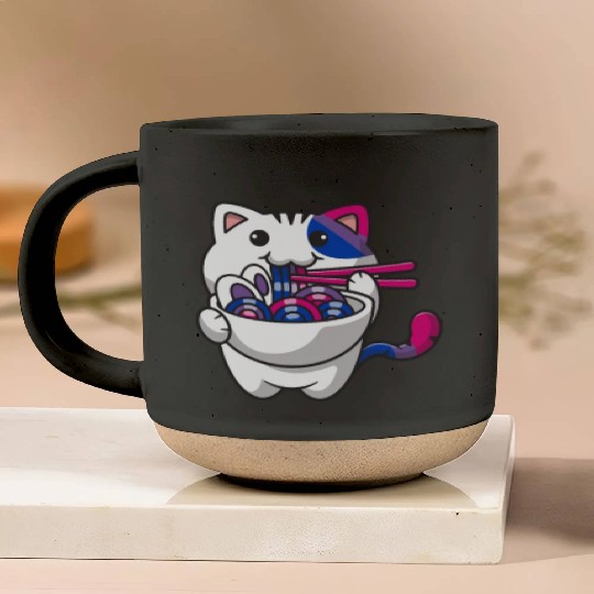 Bisexual Pride Bi Kawaii Cat Ramen Noodles Bisexua Pottery Mugs