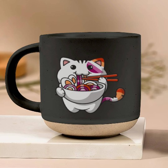 Lesbian Pride Gay Kawaii Cat Ramen Noodles Lesbian Pottery Mugs