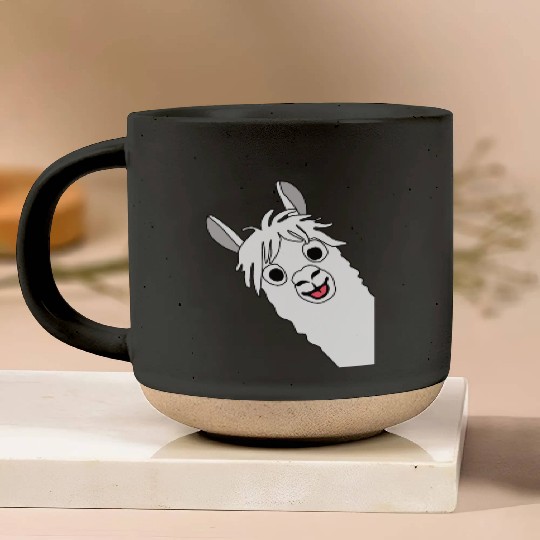 Laughing alpaca comic lama in white with big eyes Pottery Mugs