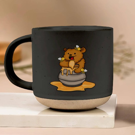 Grizzly Bear Eating Honey Cute Bear Cub Brown Bear Pottery Mugs