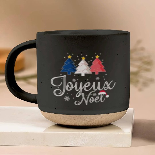 Joyeux Noel Christmas Tree French Flag France Pottery Mugs