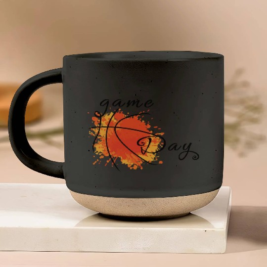 Game Day Basketball Lightning Bolt Pottery Mugs