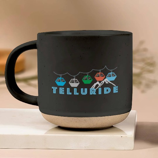 Colorado Ski Mountain Gondola Telluride Pottery Mugs