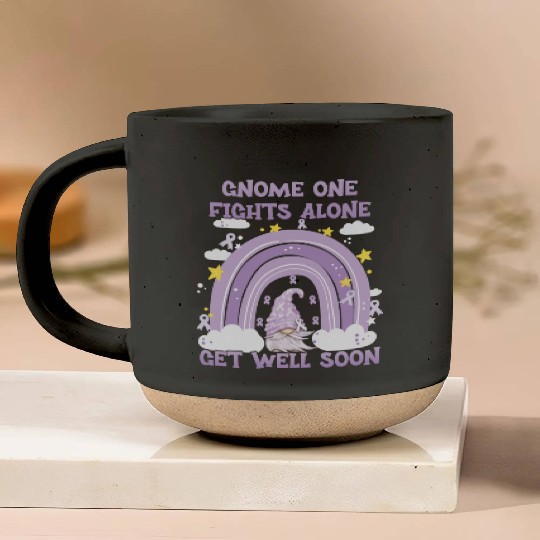 Gnome One Fights Alone Lavender | Fight The Cancer Pottery Mugs