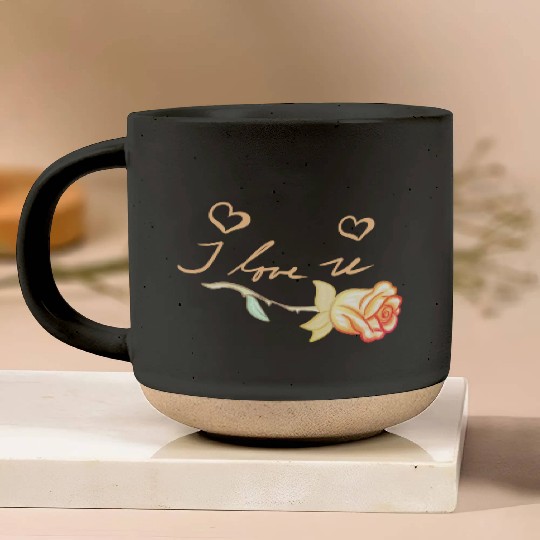 i love you golden rose flower Pottery Mugs