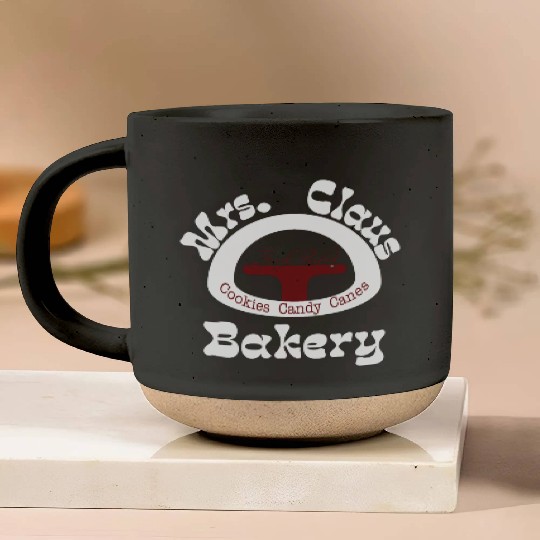 Christmas Pottery Mugs, Mrs. Claus Bakery Pottery Mugs,