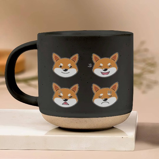 Funny Shiba Inu Dog Cartoon Faces Pottery Mugs