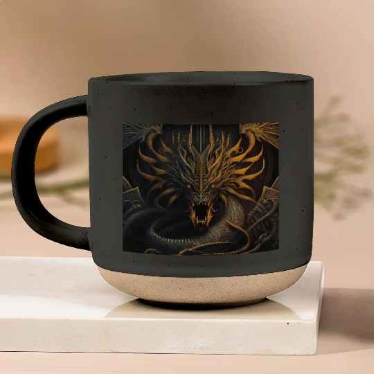 Dark fantasy dragon cover version 2 Pottery Mugs