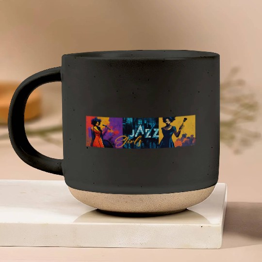Jazz girls, jazz painting with beautiful girls, in Pottery Mugs