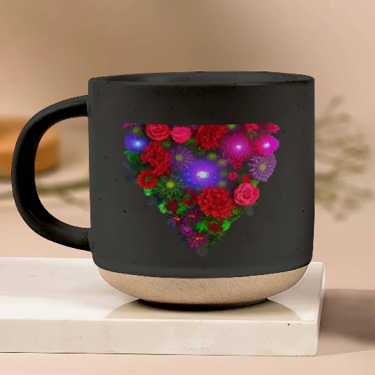 heart flower Pottery Mugs