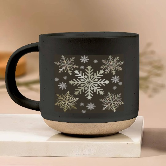 Beige Snowflakes Christmas Pattern Pottery Mugs