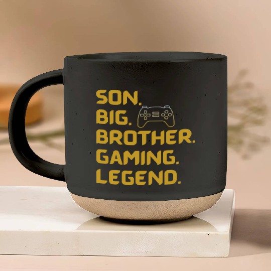 SON BROTHER GAMING LEGEND for gamer yellow text Pottery Mugs