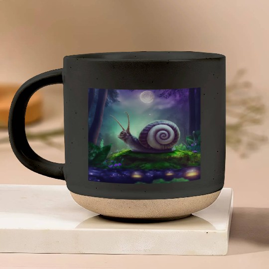 Spiral Moongazing Snail Ombre Aqua Lavender sky Pottery Mugs