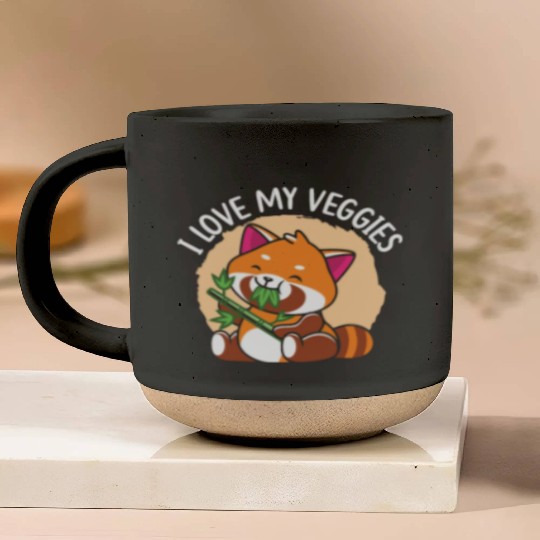 I Love My Veggies Red Panda Bear Whisperer Animal Pottery Mugs
