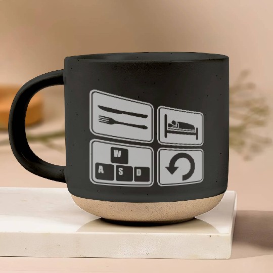 computer gaming daily repeat Pottery Mugs