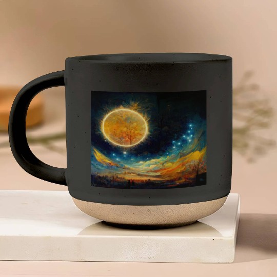 Full moon and Sun Pottery Mugs