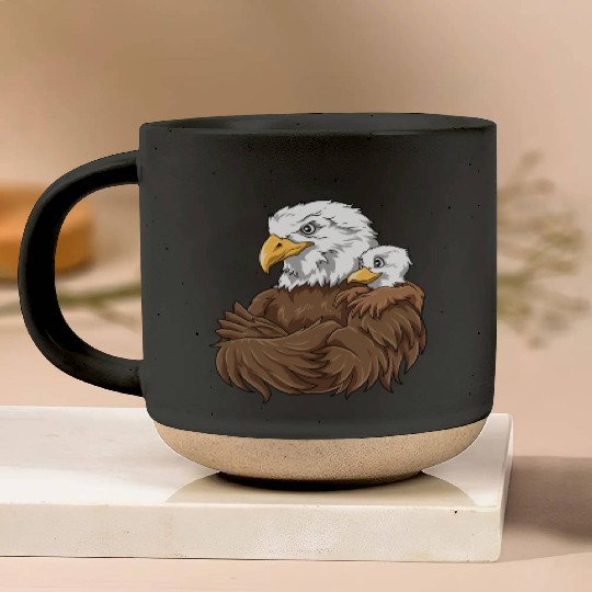 Strong Eagle with Eagle Kid for a Eagle lovers Pottery Mugs
