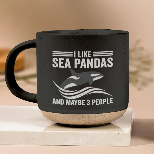 Funny Orca Whale Sea Panda and Maybe 3 People Pottery Mugs