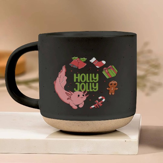 Holly Jolly Axolotl Pottery Mugs
