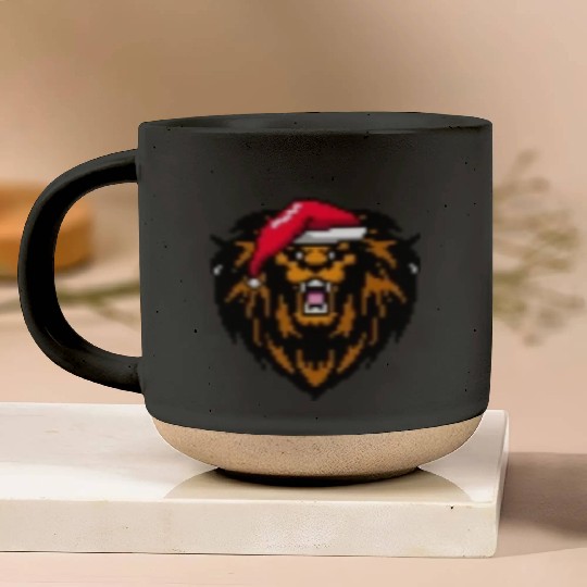 Lion Pixelated Christmas - Funny Lion Xmas Pottery Mugs