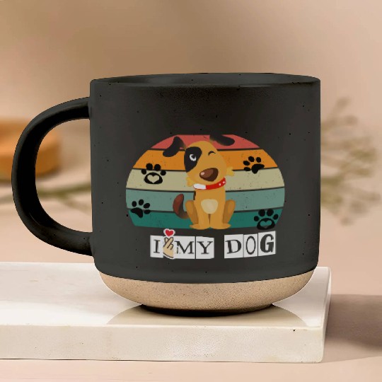 I Love My Dog Pottery Mugs