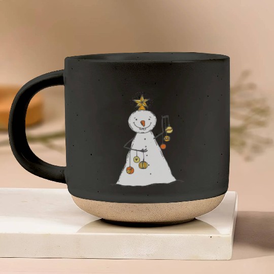 funny snowman with mustache and carrot Pottery Mugs