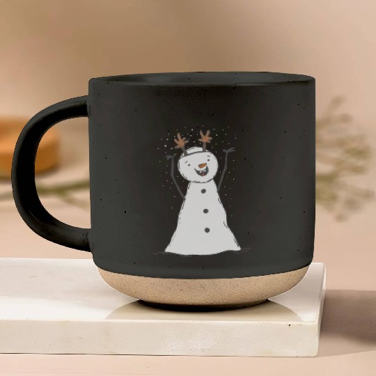 funny snowman with mustache and carrot Pottery Mugs