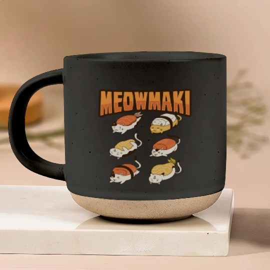 Cat Sushi Meow Design for a Cat Lady or Cat Mom Pottery Mugs