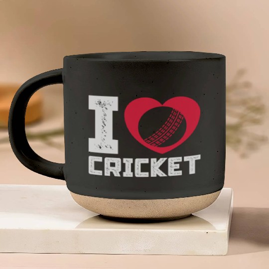 I Love Heart Cricket Pottery Mugs