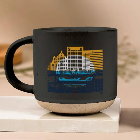 Milwaukee Skyline Squared Milwaukee Peoples Flag D Pottery Mugs