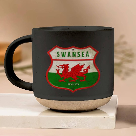 Swansea Wales coat of arms flag design Pottery Mugs