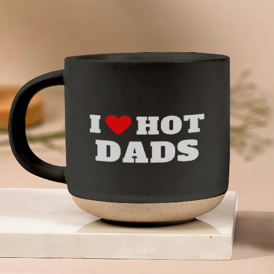 I Love Hot Dads Funny Red Heart Retro Vintage Pottery Mugs