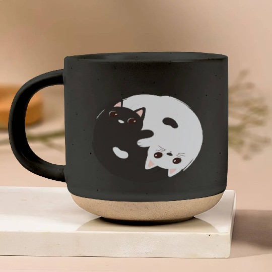 ying yang cat Pottery Mugs