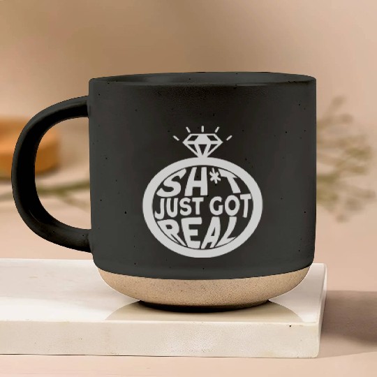 Sh*t Just Got Real - Bride Groom Matching Couple Pottery Mugs