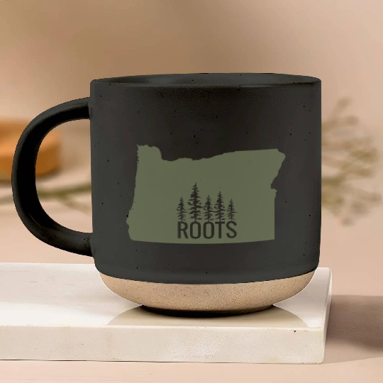 Oregon State Roots Green Pottery Mugs