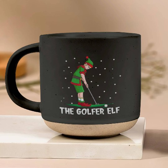 The Golfer Elf Golf Christmas Golfing Pottery Mugs
