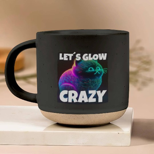 Lets Glow Crazy Cat Kitten Fluffy Cat Pottery Mugs