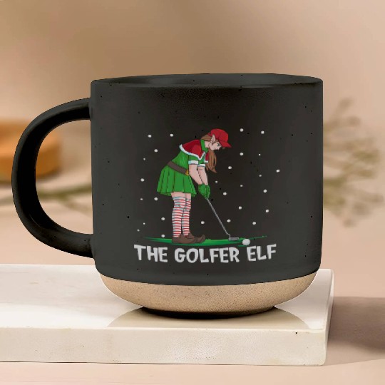 The Golfer Elf Golf Christmas Golfing Pottery Mugs