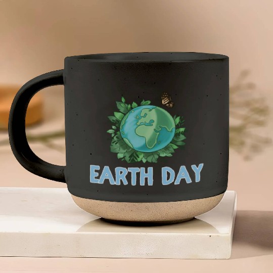 Earth Day Gift Globe Plants Butterfly Save the Pottery Mugs