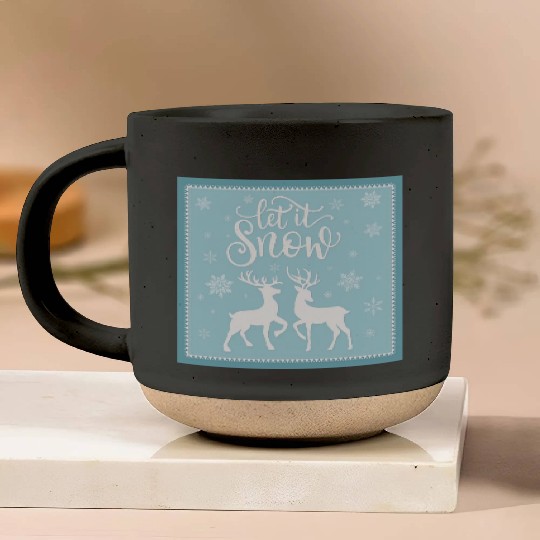 Let it snow with beautiful deer Pottery Mugs