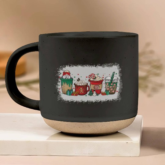 Christmas Coffee Cup Bleached Pottery Mugs